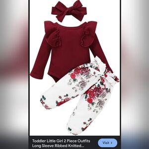 Baby Girl Long Sleeve Ribbed Shirt Matching Set